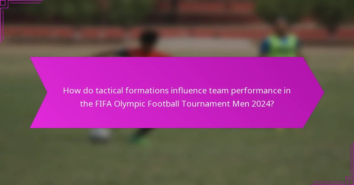 How do tactical formations influence team performance in the FIFA Olympic Football Tournament Men 2024?