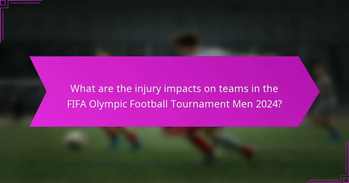 What are the injury impacts on teams in the FIFA Olympic Football Tournament Men 2024?