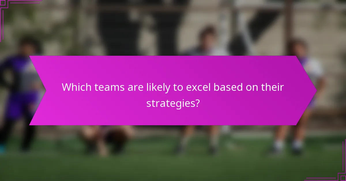 Which teams are likely to excel based on their strategies?