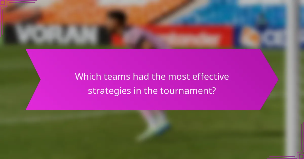 Which teams had the most effective strategies in the tournament?