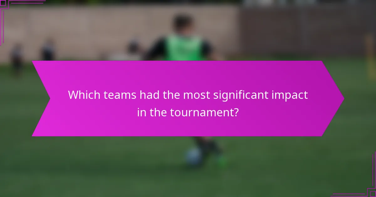 Which teams had the most significant impact in the tournament?