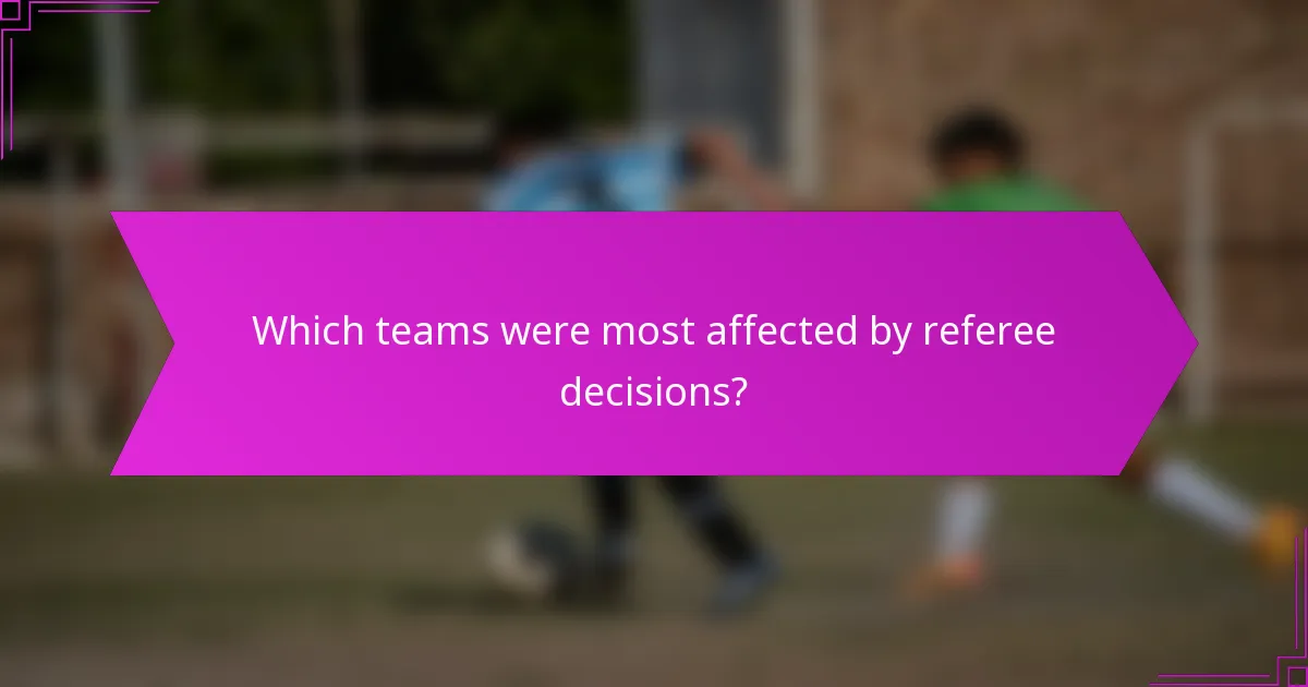 Which teams were most affected by referee decisions?